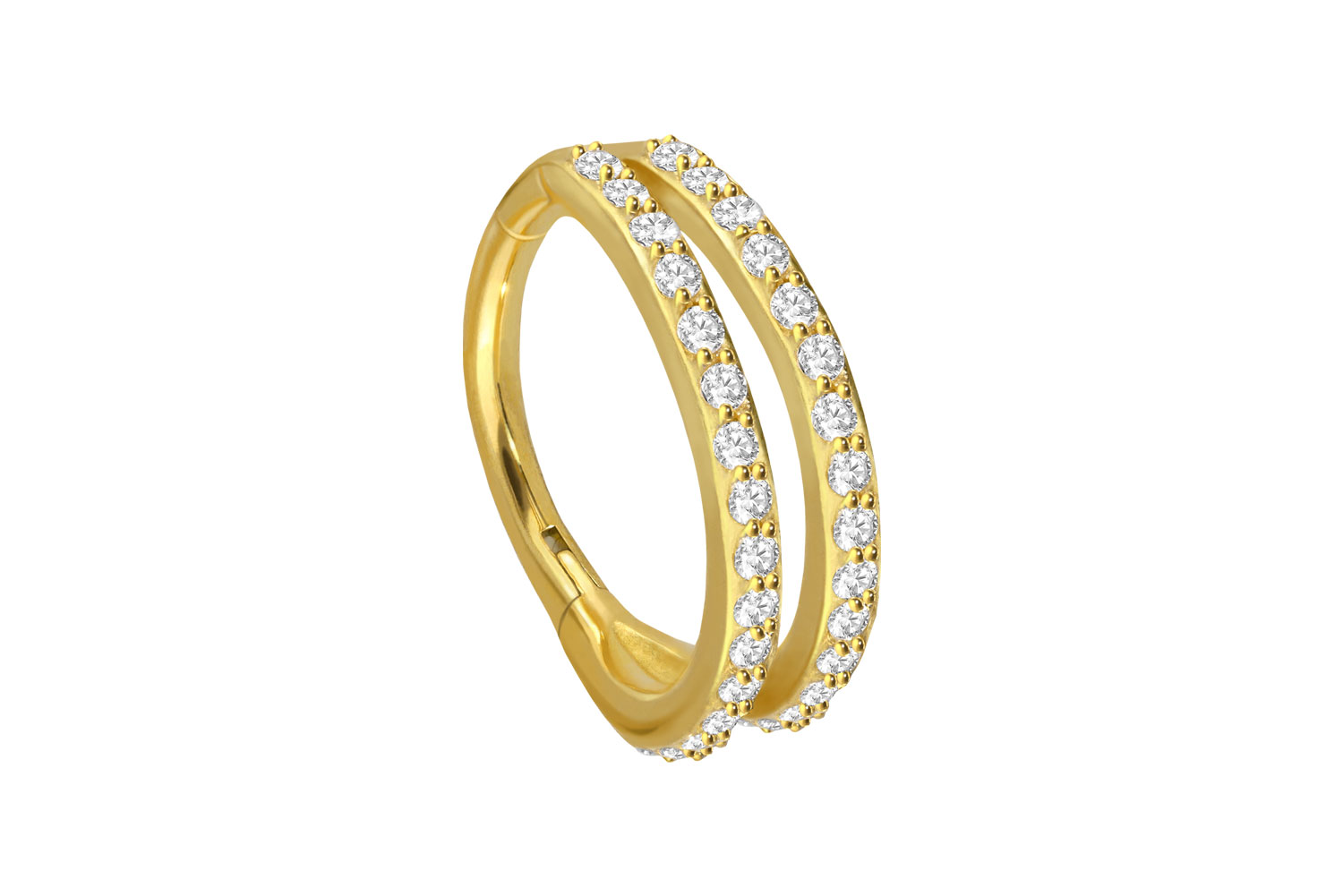 Chirurgenstahl Segmentring Clicker Piercing 2 RINGE + EINGEFASSTE KRISTALLE